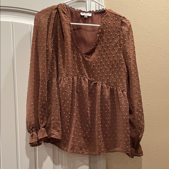 ANDREE BY UNIT Tops - ANDREE BY UNIT Brown Textured Blouse